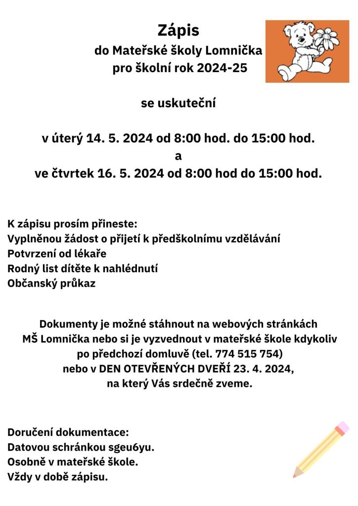 zápis MŠ